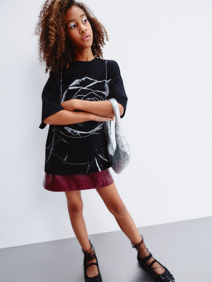 

Юбка из лакированной искусственной кожи для девочек, SL5811051906