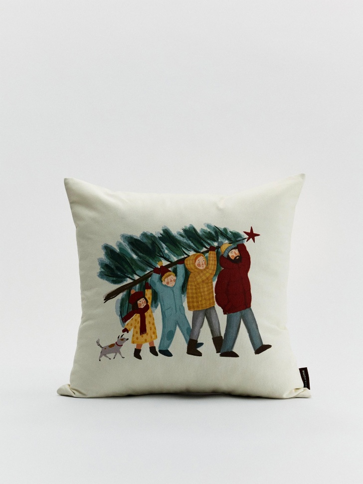 

Чехол для декоративной подушки из хлопка с новогодним принтом, SL5811226560