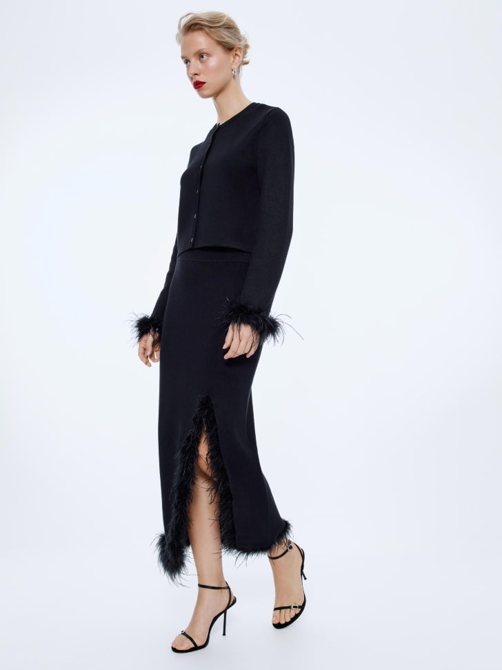 вязаная юбка миди с перьями 4680704162523 фотография