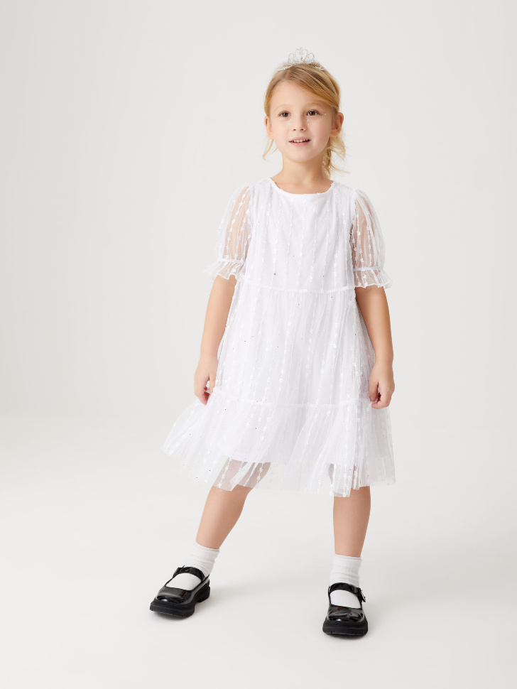 Платье с вышивкой для девочек (белый, 116/ 6-7 YEARS) от Sela