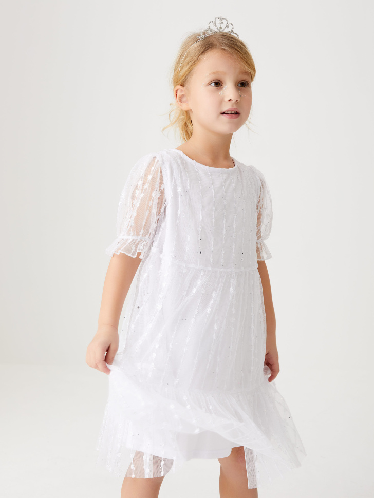 Платье с вышивкой для девочек (белый, 116/ 6-7 YEARS) от Sela
