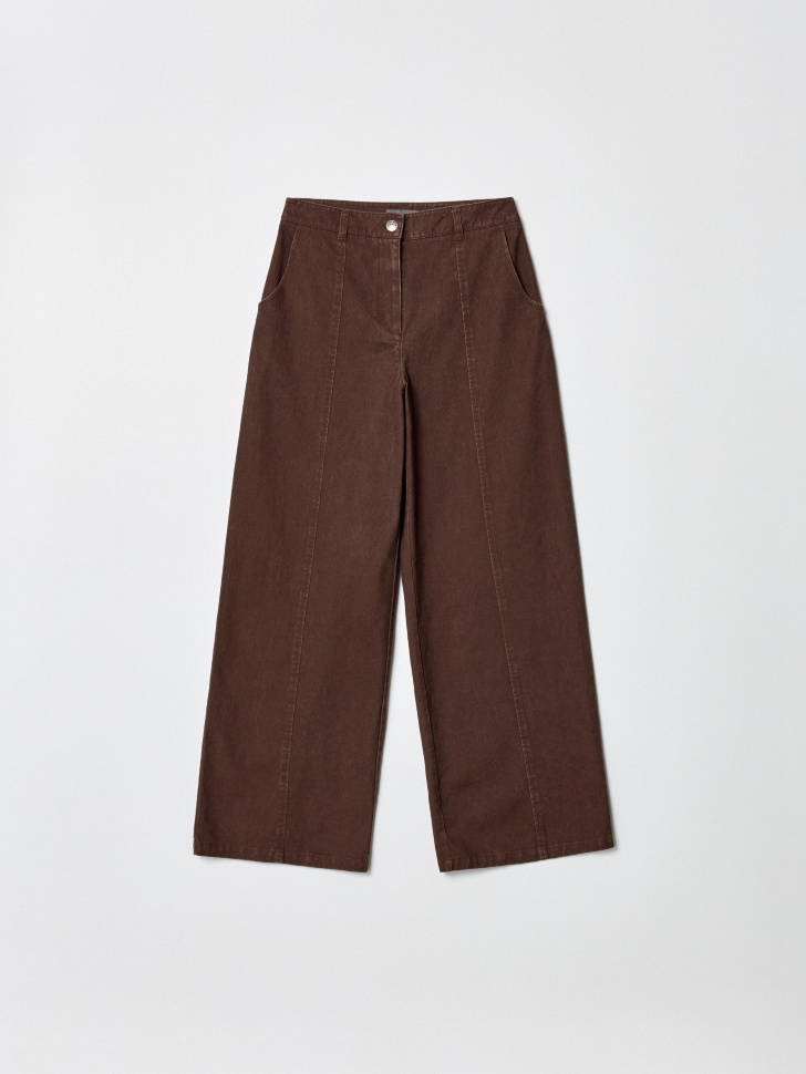 Брюки Sela широкие прямые из хлопка, коричневый, арт. 35748