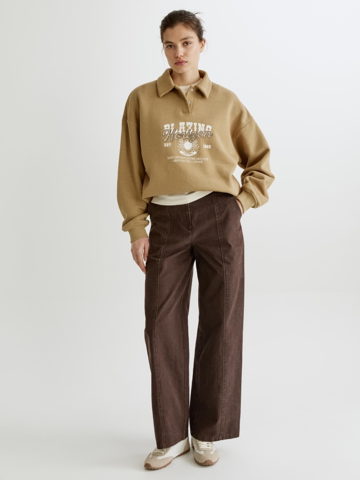 Брюки Sela широкие прямые из хлопка, арт. 35748