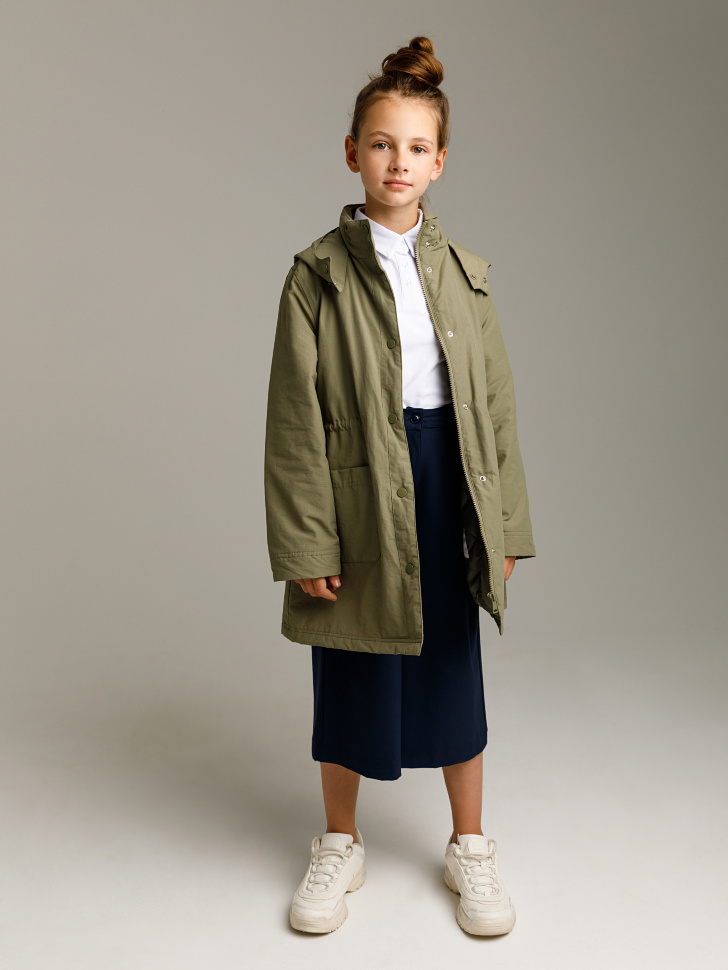 

Парка с капюшоном для девочек, Зеленый