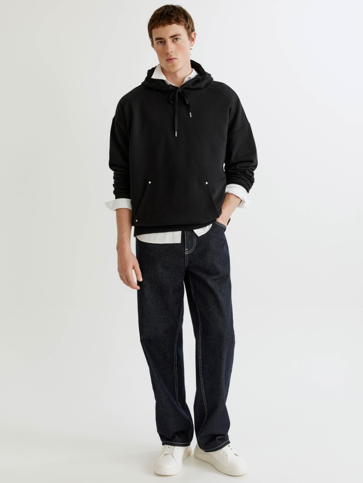 худи oversize fit с капюшоном от бренда sela вид слева