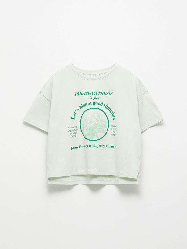 

Футболка с принтом для девочек, Зеленый