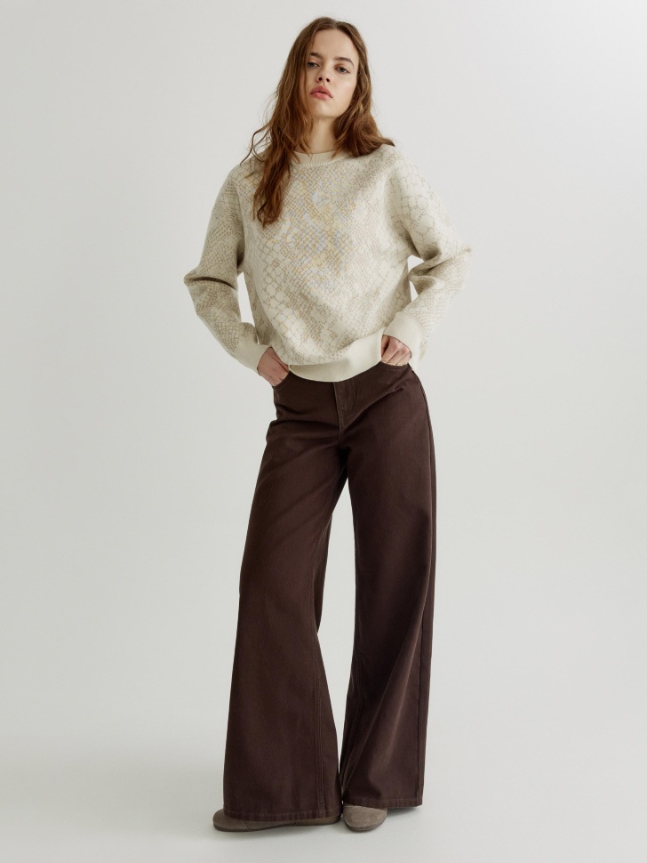 Широкие джинсы SELA на высокой посадке, коричневый, арт. 40785