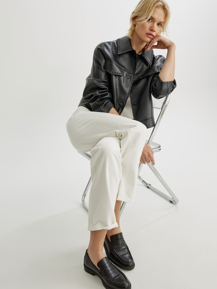 прямые джинсы на высокий рост из органического хлопка из хлопка спереди