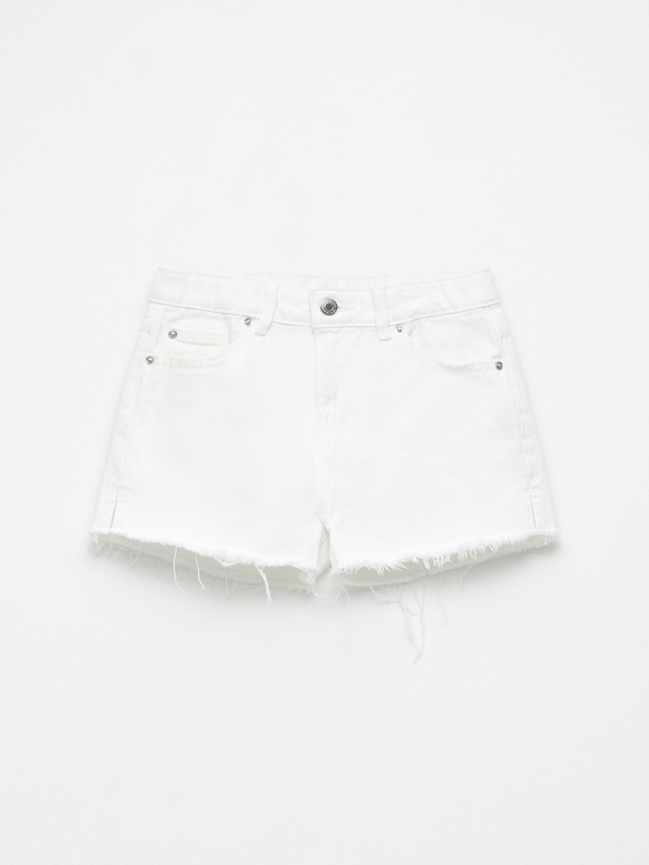 Рваные джинсовые шорты для девочек (белый, 146) sela 4680129501389 - фото 2