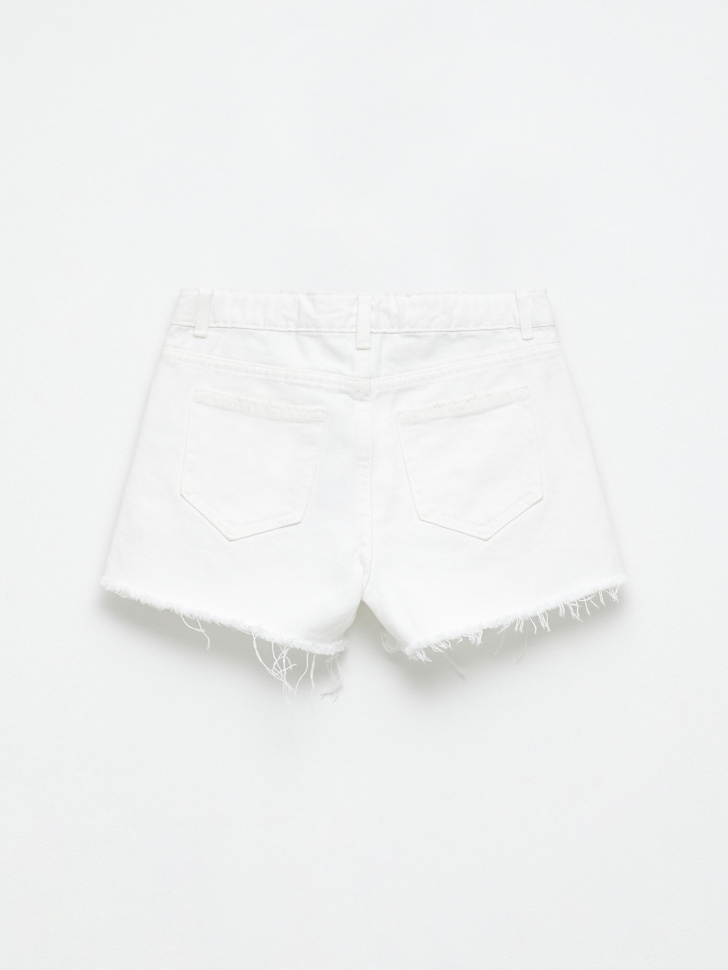Рваные джинсовые шорты для девочек (белый, 146) sela 4680129501389 - фото 4