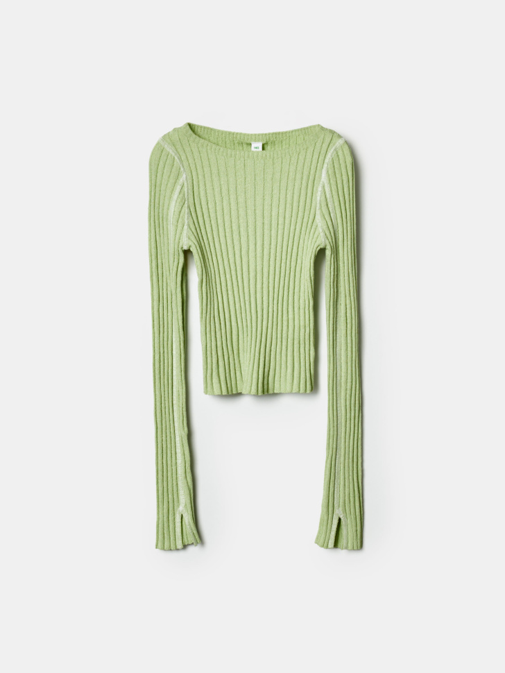 вязаный джемпер в рубчик для девочек по цене 1999 руб вид справа