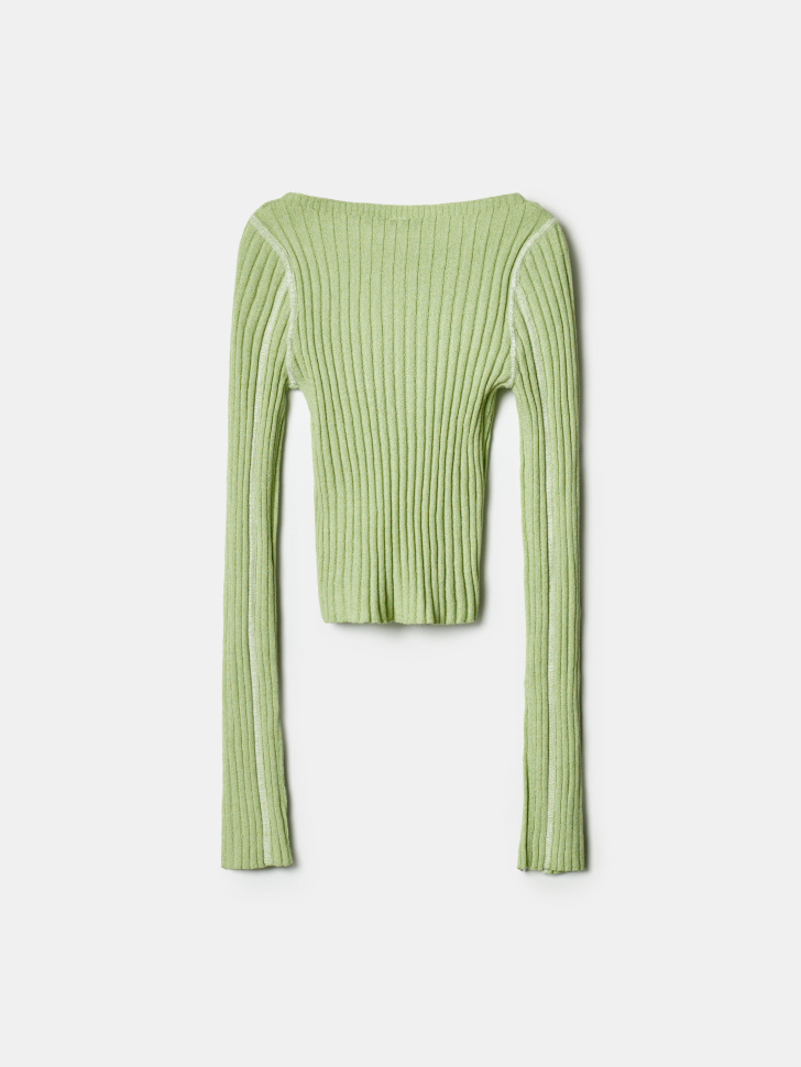 вязаный джемпер в рубчик для девочек из россии вид сбоку