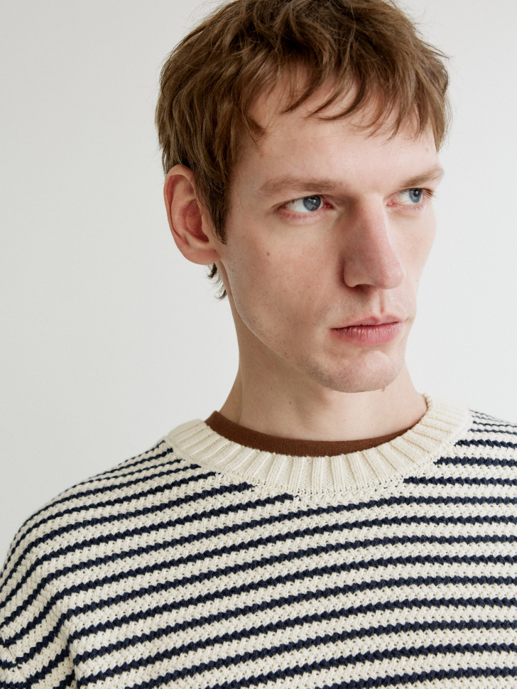 вязаный джемпер relaxed fit в полоску из россии вид сбоку