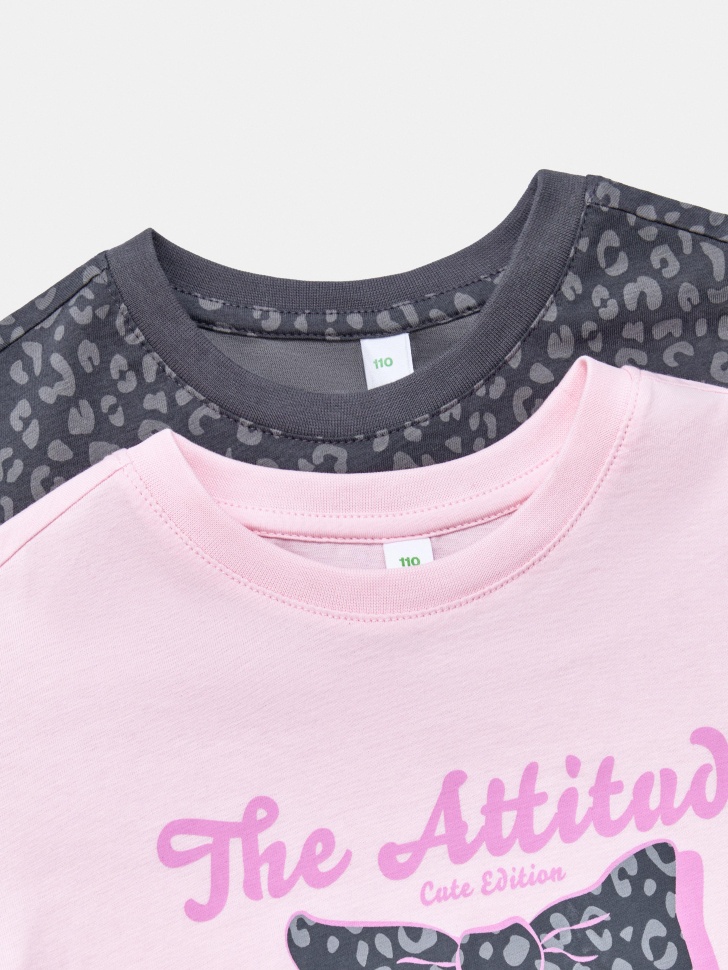 набор из 2 футболок для девочек из хлопка спереди