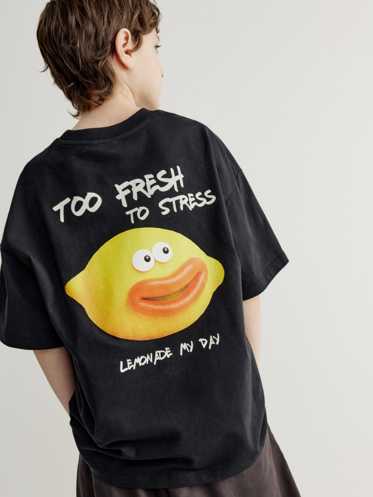 Футболка Sela оверсайз с принтом, черный, арт. 45420