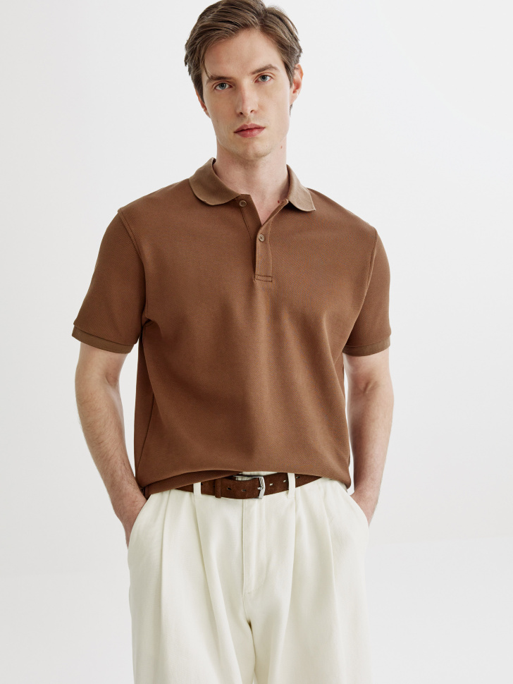 Поло Sela с коротким рукавом, коричневый, арт. 43743