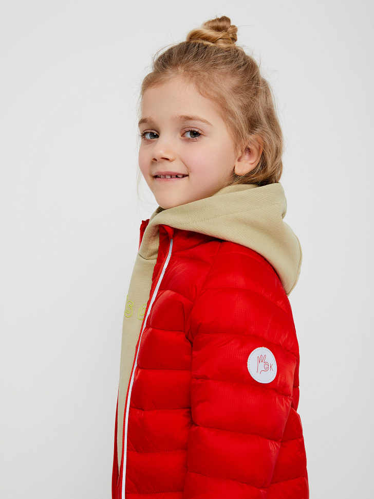 Куртка с высоким воротником для девочек (красный, 98/ 3-4 YEARS) sela 4640078127542 - фото 2