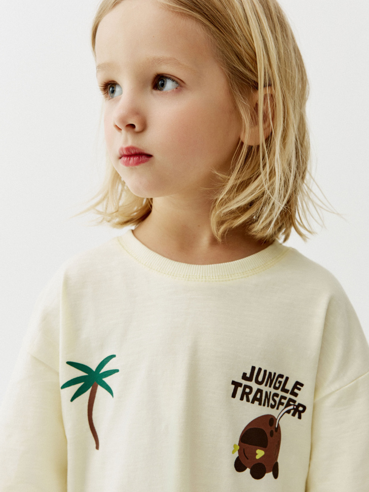 футболка оверсайз с принтом для мальчиков из хлопка спереди