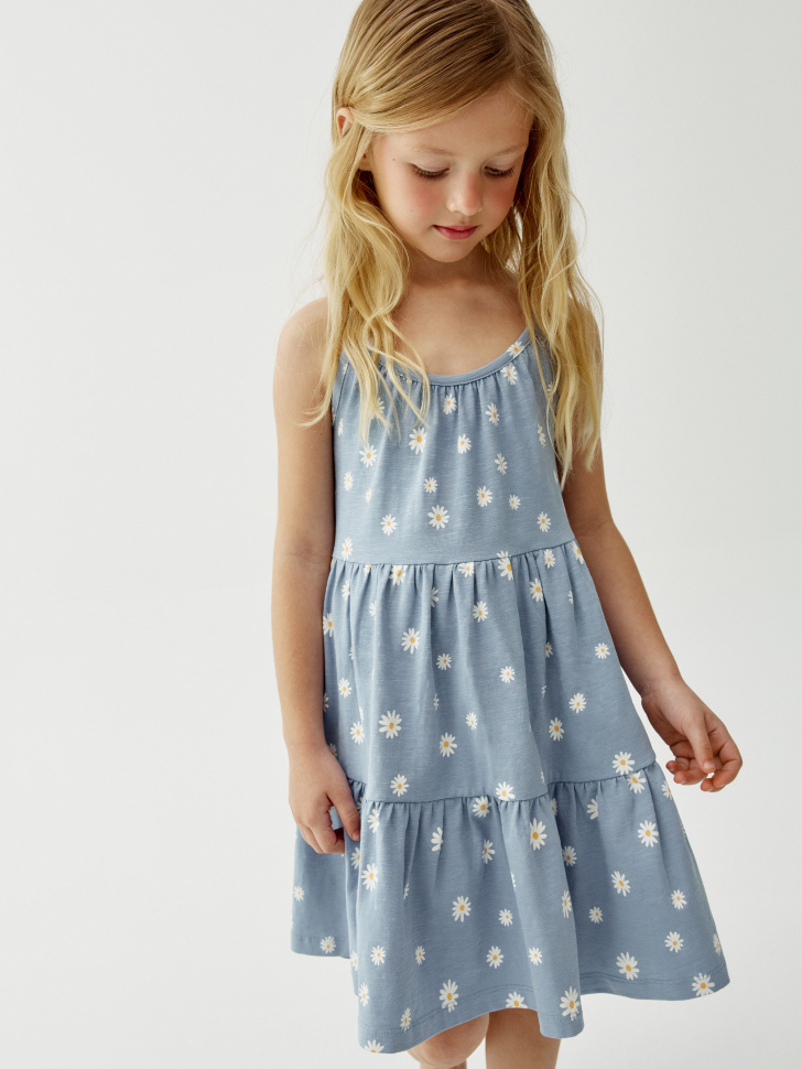 Платье Sela трикотажное на бретелях, голубой, арт. 52655