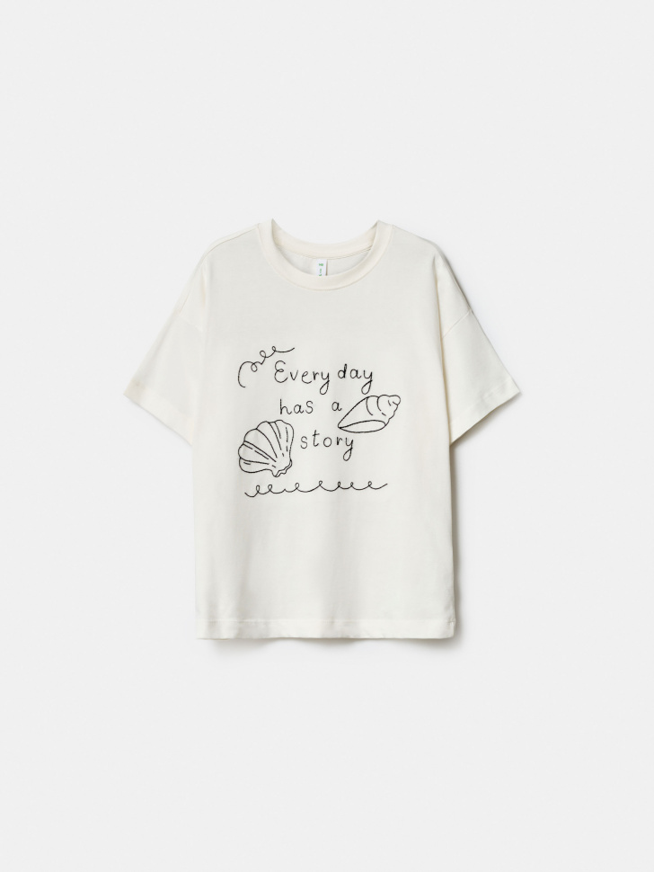 футболка оверсайз с вышивкой для девочек по цене 1299 руб вид справа