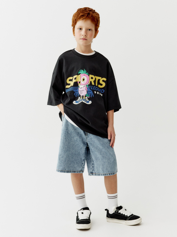 футболка оверсайз для мальчиков из коллекции  x союзмультфильм от бренда sela вид слева