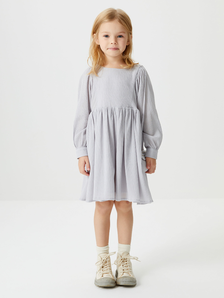 

Хлопковое платье с сумкой для девочек, Серый