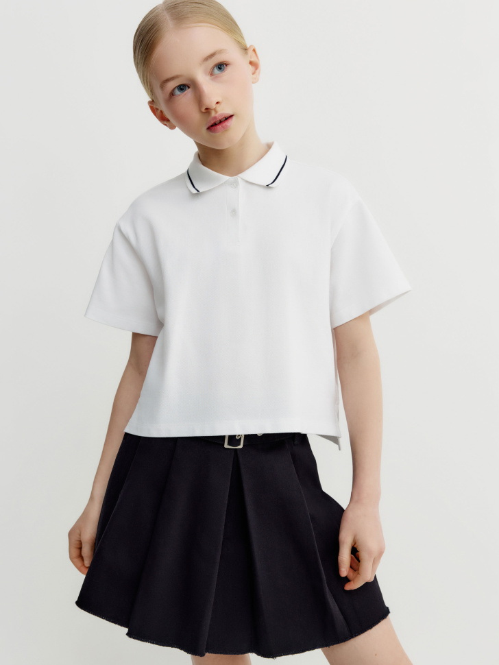 Поло оверсайз с короткими рукавами для девочек