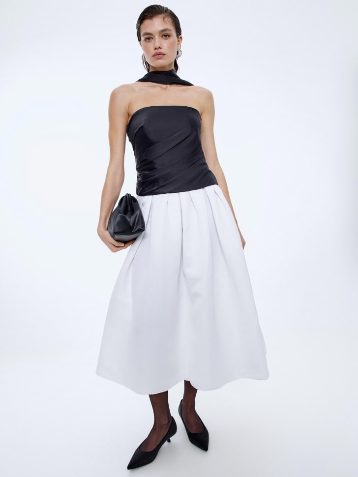 сатиновый топ-бандо с шарфом 4610517130419 по акции