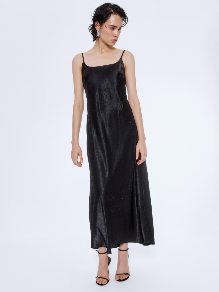 сатиновое платье миди со стразами 4610517054739 фотография