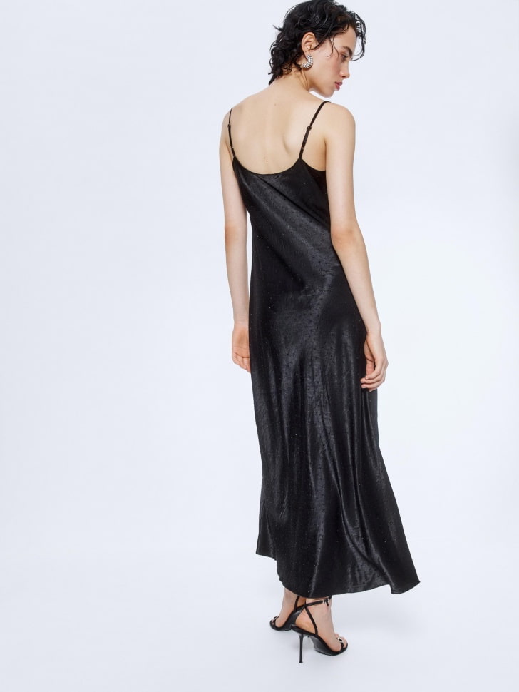 сатиновое платье миди со стразами 4610517054739 в интернет магазине