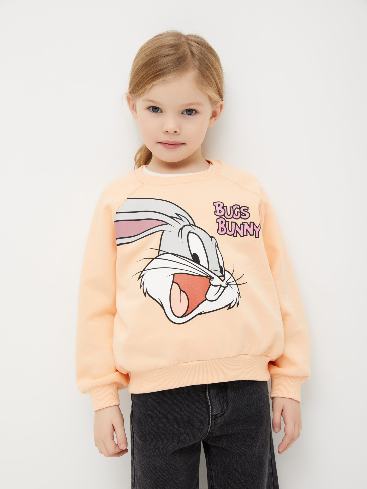 Трикотажный свитшот с принтом Bugs Bunny для девочек (оранжевый, 116/ 6-7 YEARS) sela 4680129257477 - фото 3