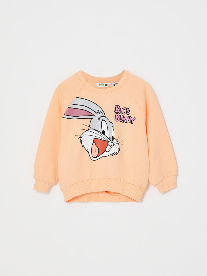 Трикотажный свитшот с принтом Bugs Bunny для девочек (оранжевый, 116/ 6-7 YEARS) sela 4680129257477 - фото 4