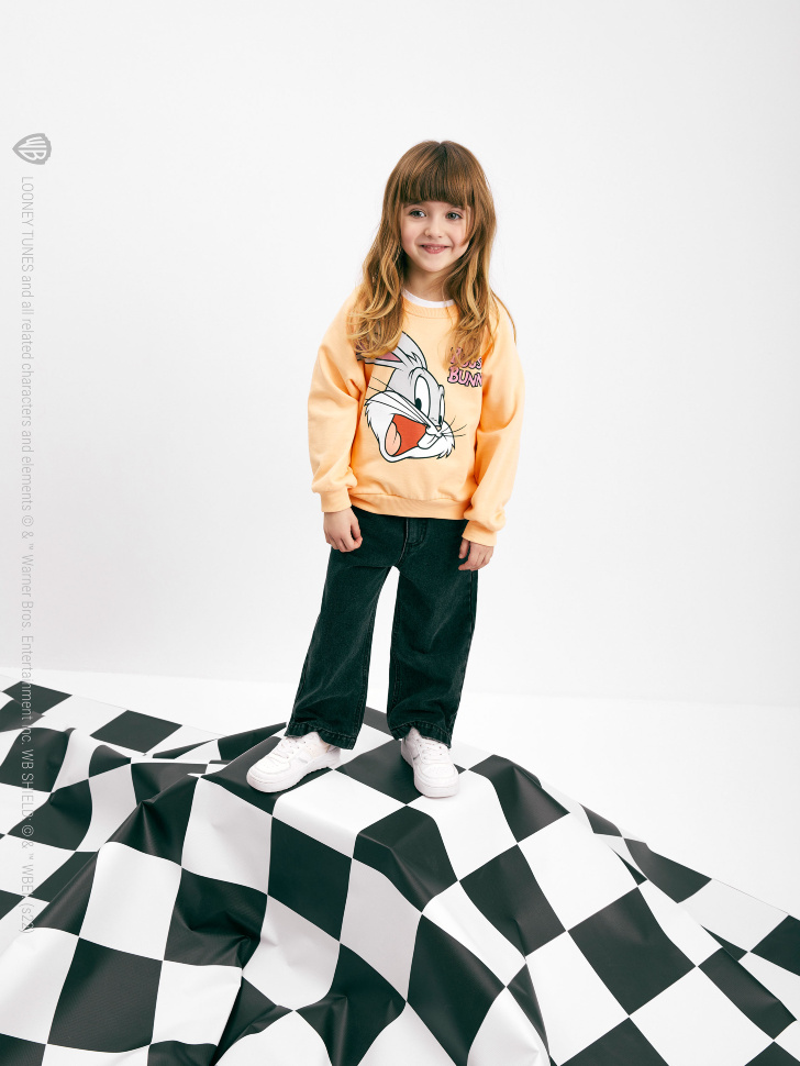 Трикотажный свитшот с принтом Bugs Bunny для девочек (оранжевый, 110/ 5-6 YEARS) sela 4680129257460 - фото 2