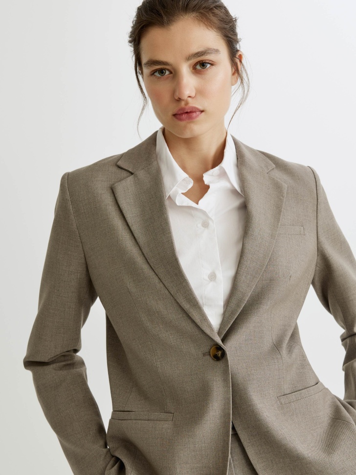 классический жакет с содержанием шерсти из шерсти спереди