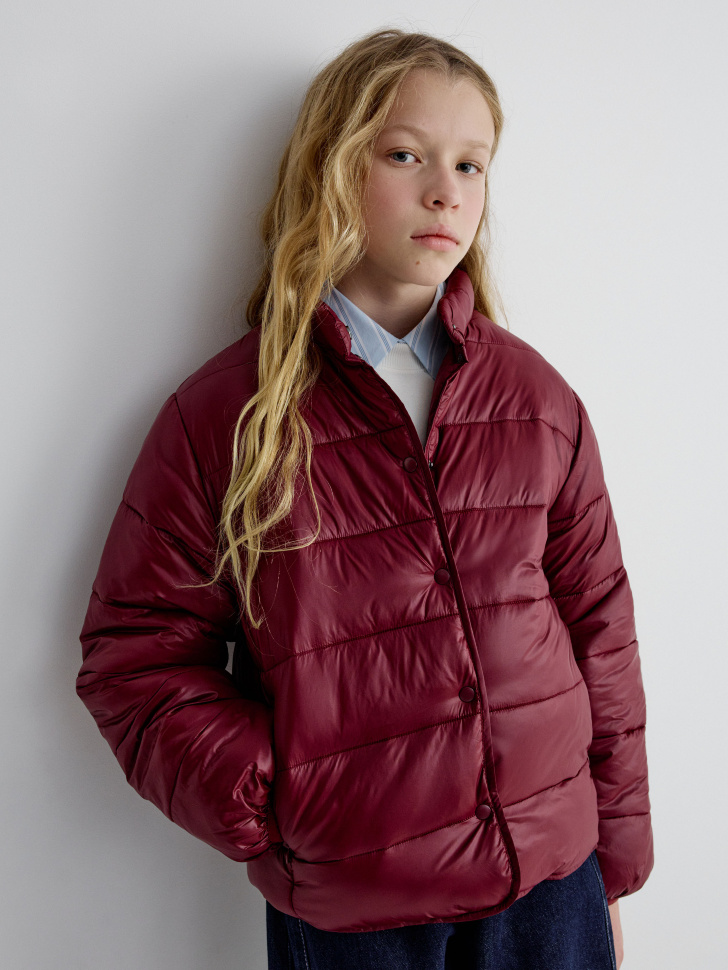 Стеганая куртка для девочек Sela, бордовый, арт. 35045