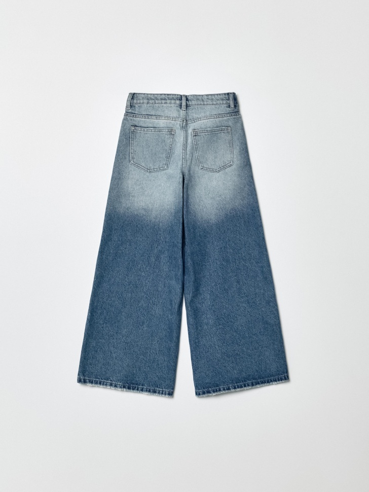 очень широкие джинсы с градиентным эффектом для девочек от бренда sela вид слева