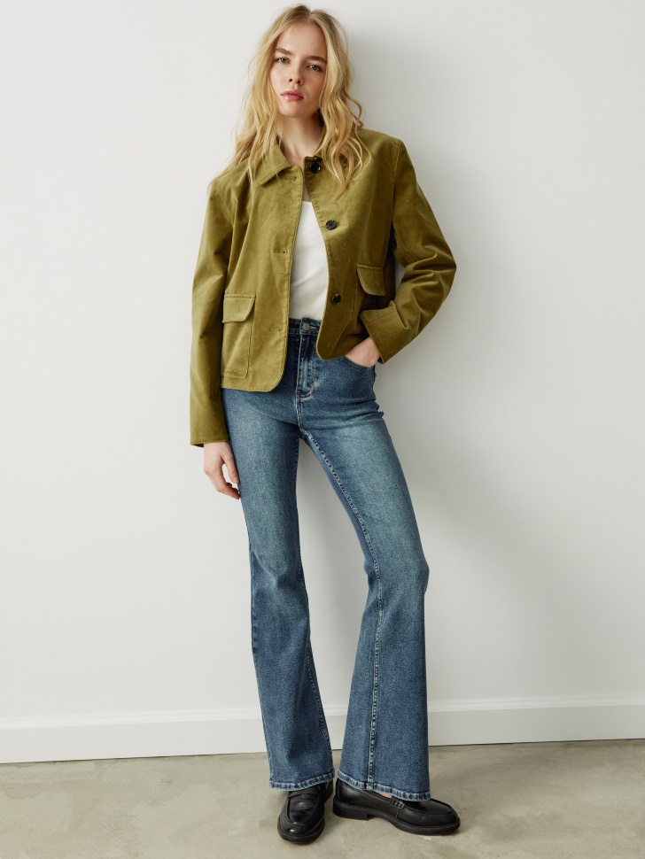 Джинсы клеш SELA с высокой посадкой, синий, арт. 43065