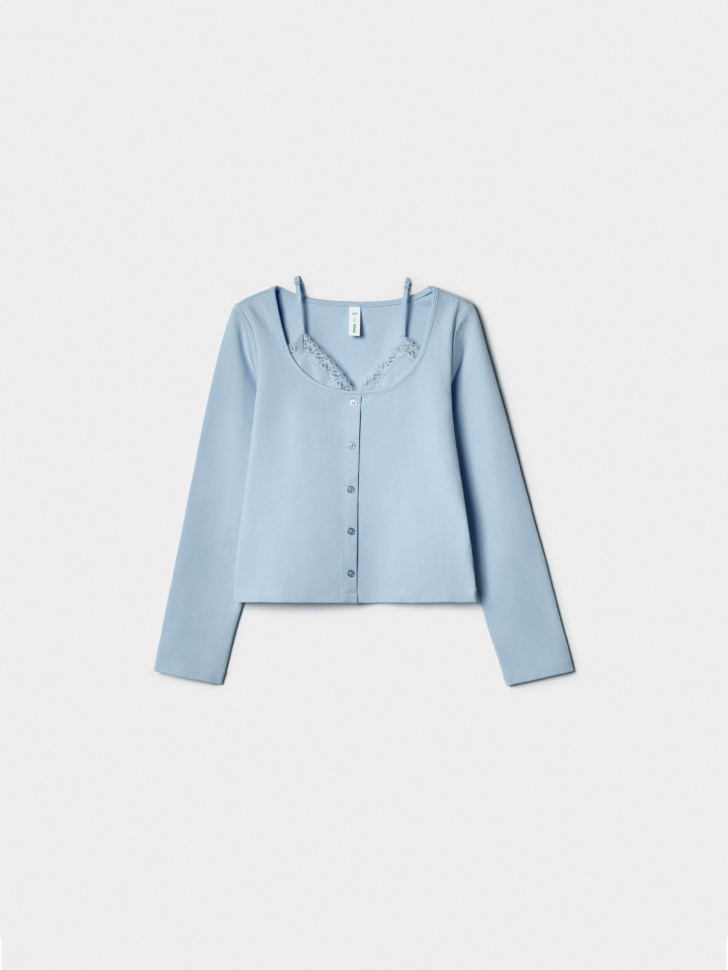 Лонгслив Sela для девочек, голубой, арт. 39038