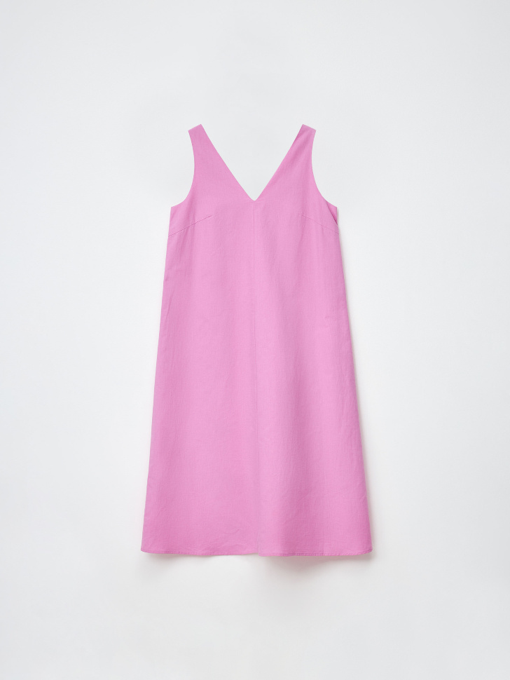 Платье миди из смесового льна (розовый, L) sela 4680168565458 - фото 7