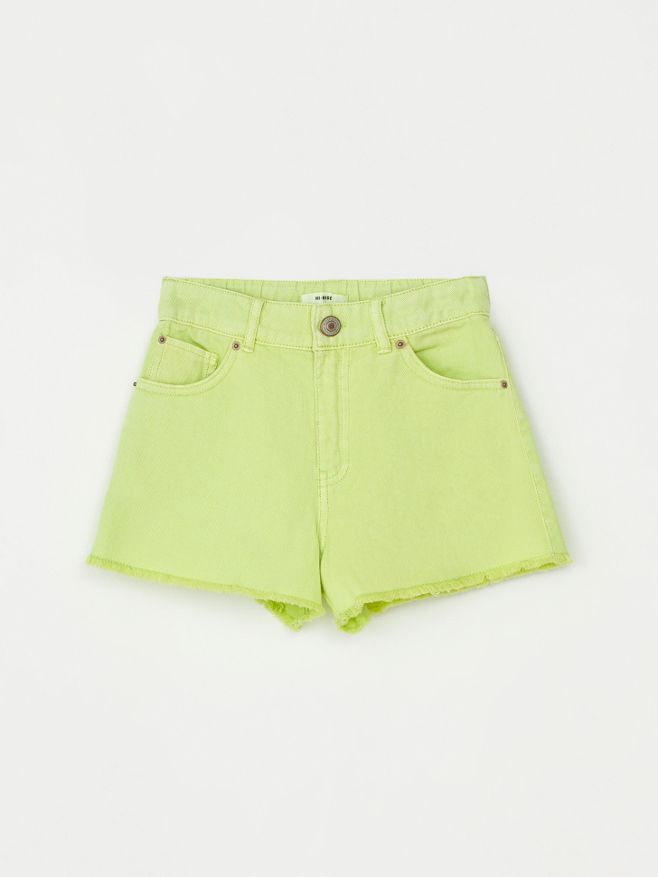 Джинсовые шорты на резинке для девочек (зеленый, 152)