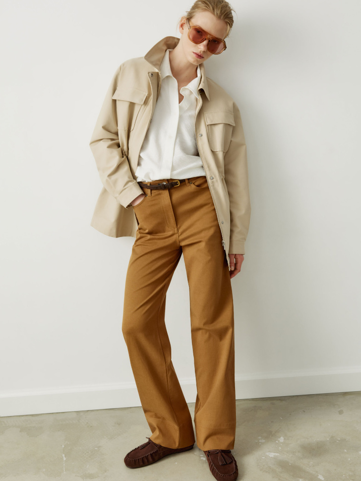 Брюки Sela прямые из тенселя и хлопка, коричневый, арт. 44906