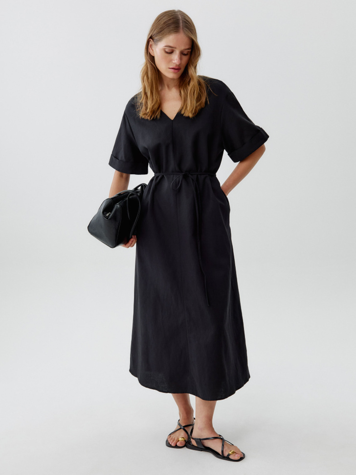 Платье миди Sela из смесовой ткани, черный, арт. 52752