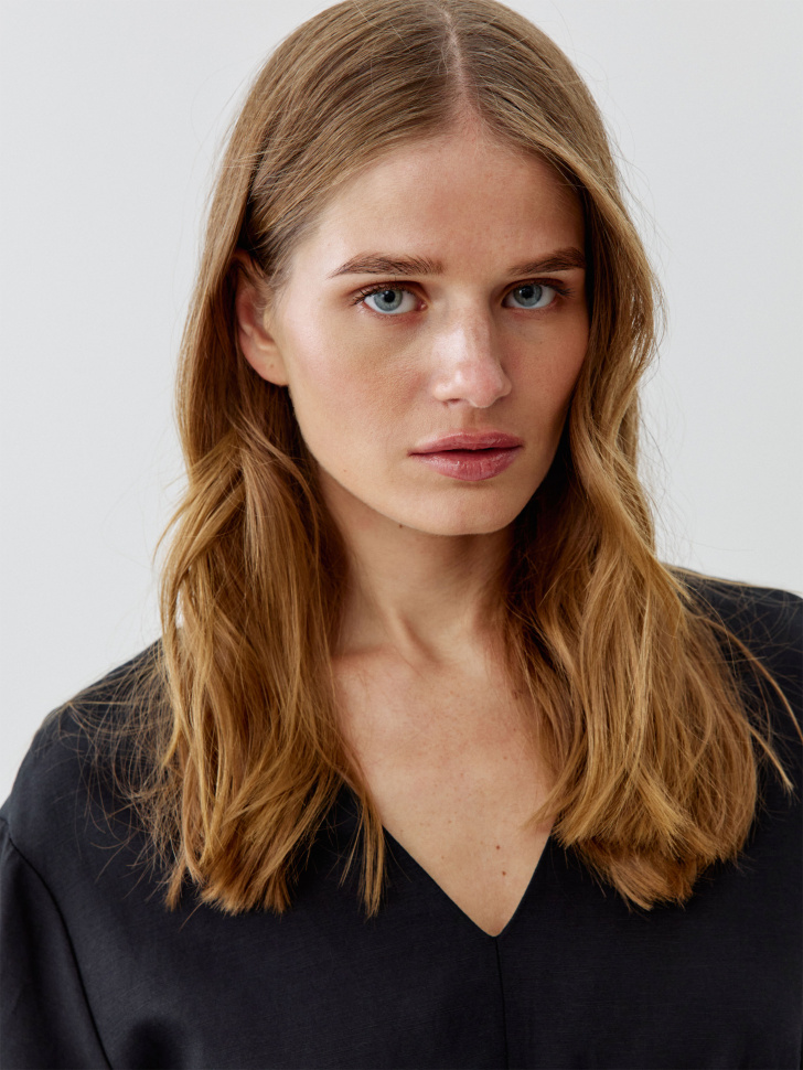 платье миди из смесовой вискозы с хлопком и льна по цене 4599 руб вид справа