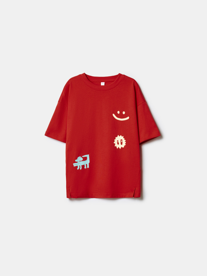 футболка оверсайз с принтом для мальчиков по цене 999 руб вид справа