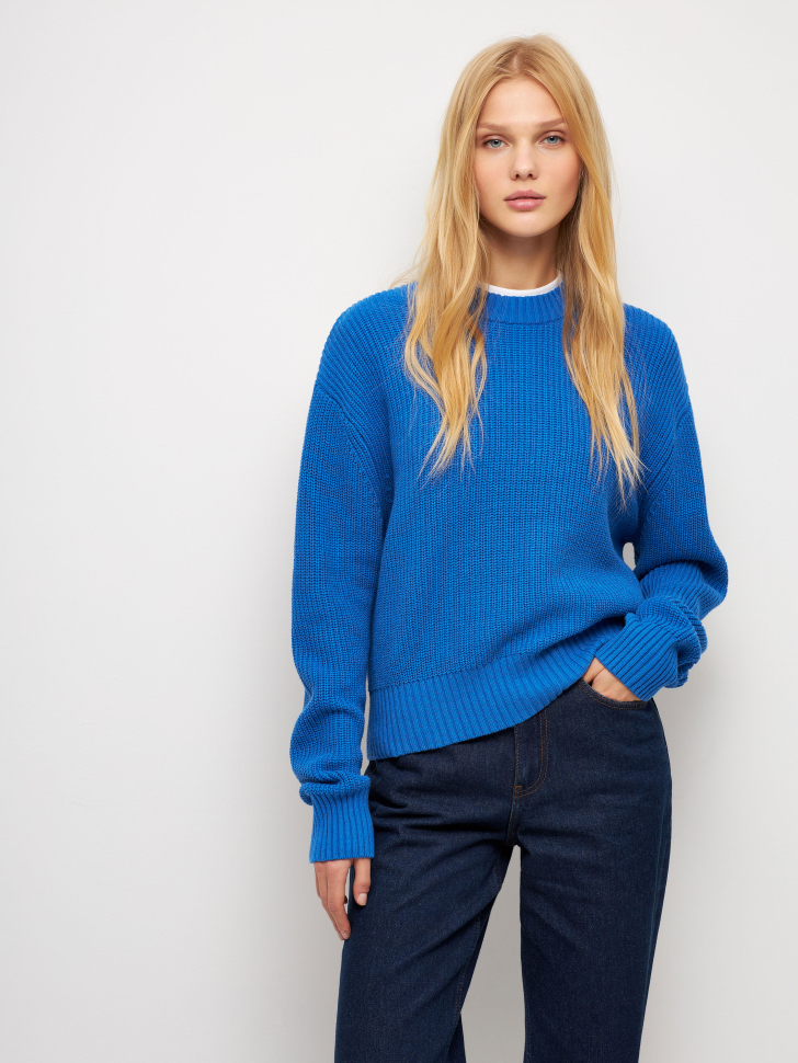 

Базовый вязаный джемпер, Синий