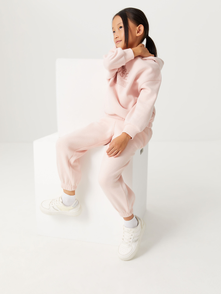 

Трикотажные брюки оверсайз для девочки, Розовый