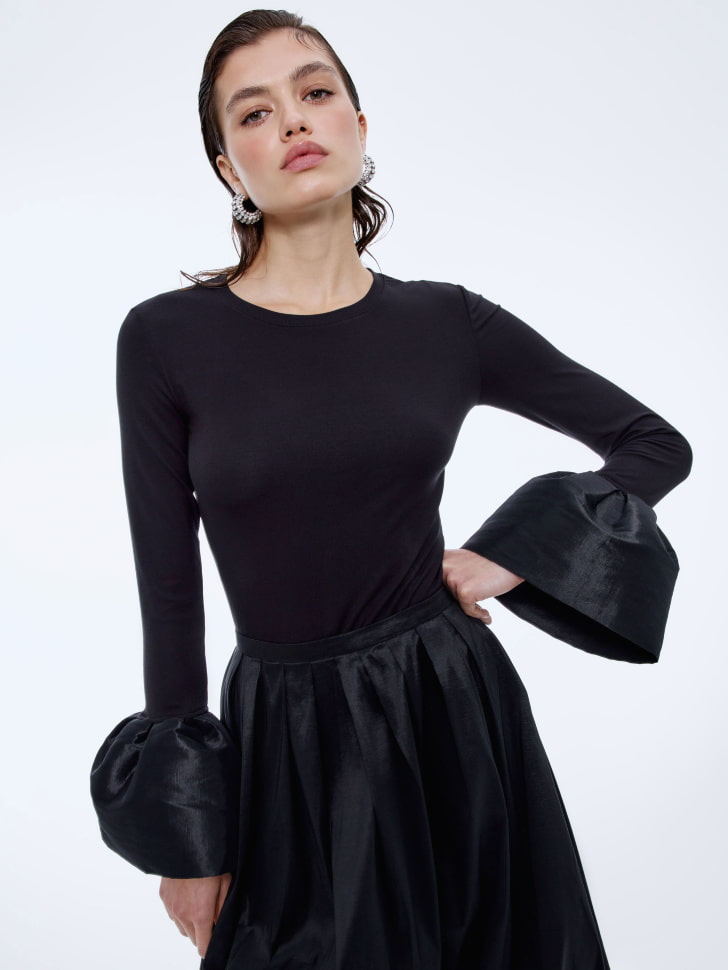 

Лонгслив с воланами из тафты на рукавах, SL5812010217