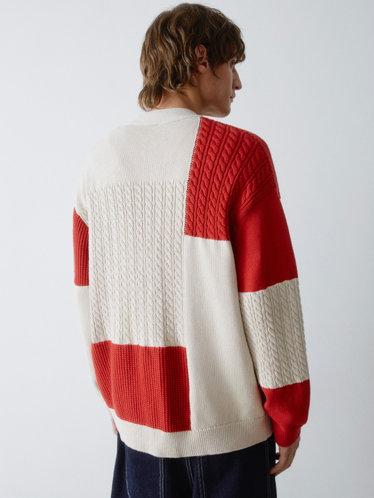 кардиган комбинированной вязки 4610517207159 в интернет магазине