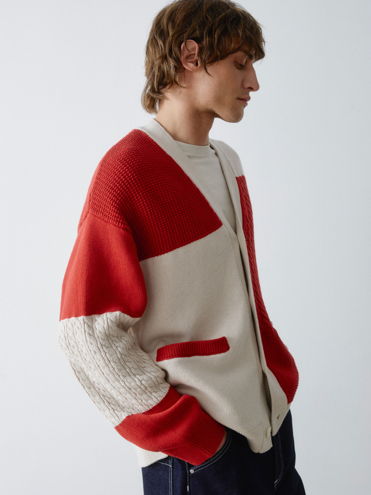 кардиган комбинированной вязки 4610517207159 купить с доставкой