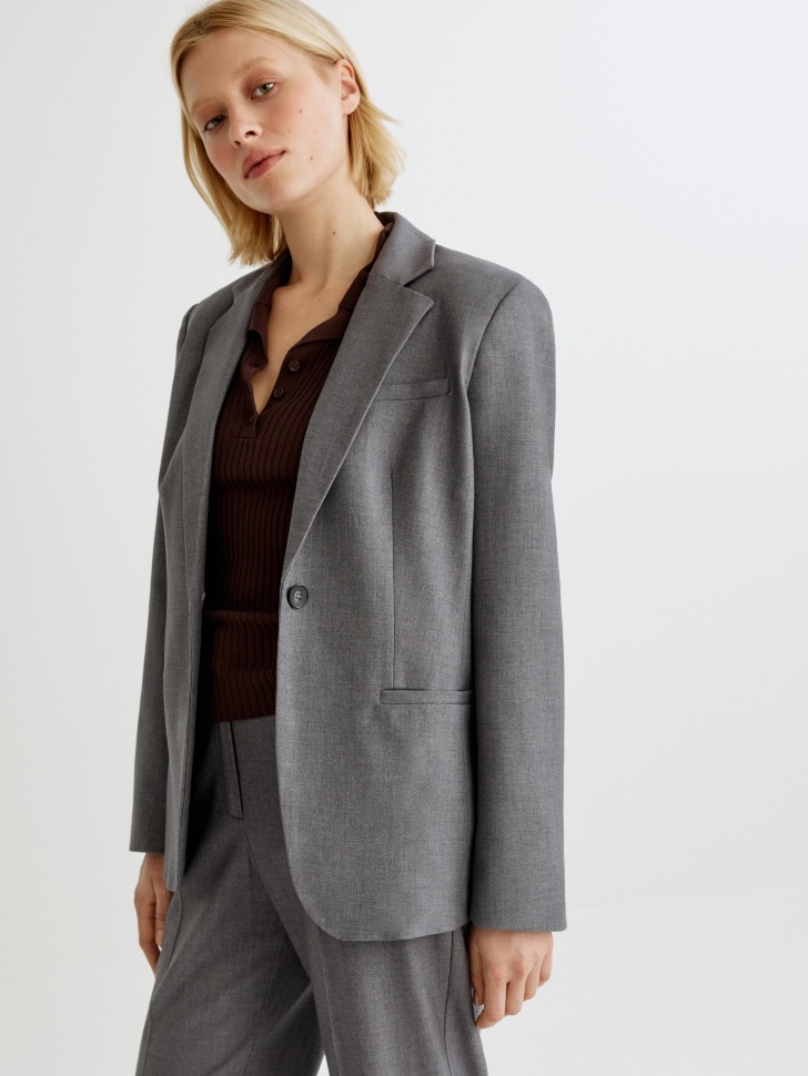 классический жакет с содержанием шерсти из шерсти спереди
